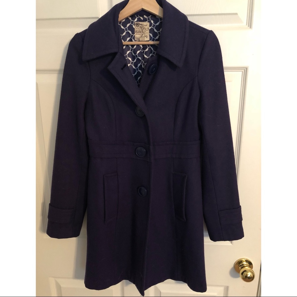 Women’s purple mid length dress coat